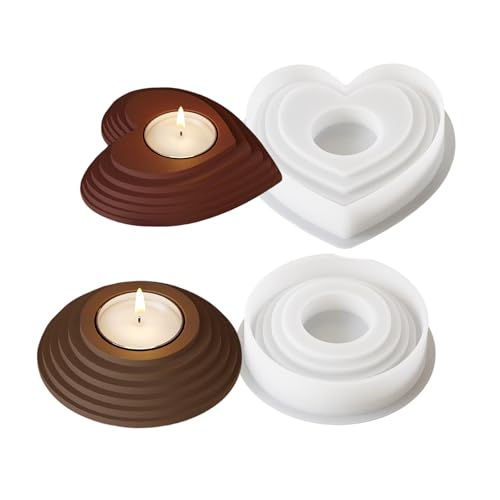 Kerzenhalter Formen Craft Herzbasis Schimmel Silikon Crafting Runde Tasse Für Harzkanäume Wiederverwendbares Silikon von Fahoujs