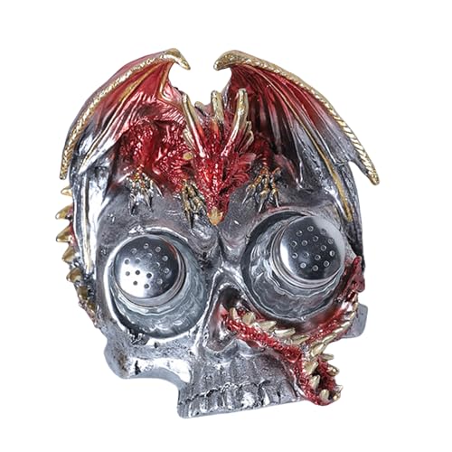 Schädelflaschenhalter Skulptur Einzigartige Zuhause Dekore Artikel Schädel Gewürzflaschenhalter Rhnein Textur Halloween Ornament von Fahoujs
