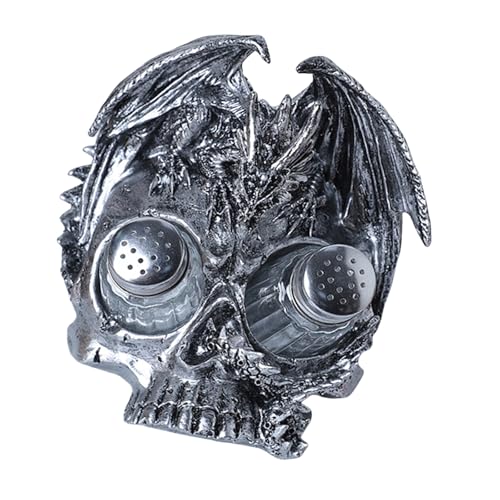 Schädelflaschenhalter Skulptur Einzigartige Zuhause Dekore Artikel Schädel Gewürzflaschenhalter Rhnein Textur Halloween Ornament von Fahoujs
