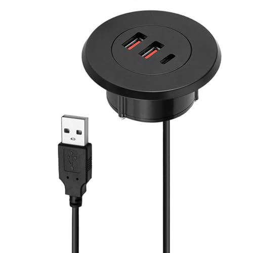 USB Schreibtisch Trommetenloch Lade Splitter Mit Zwei Mit Portrund Eingebetteter Adapter Für Büro Verwenden USB Stromadapter von Fahoujs