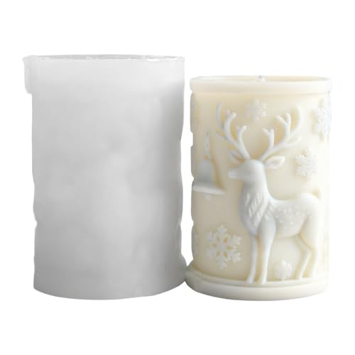 Fahoujs Weihnachtskerzenform Silikonformen Oramentgussformen Schneeflockenzylinder Pflaster Handwerksbedarf Duftende Kerzen Weihnachtsimpilze Silikonform Schneeflockenzylinderpflaster von Fahoujs