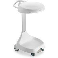 Mobiler Pedal-Abfallsackhalter Delta II, für 120-Liter-Säcke, 2 Räder + 2 Standfüße, Gestell weiß, Deckel blau von Jungheinrich PROFISHOP