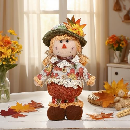 Herbstdeko Wichtel Figuren, Herbst Dekoration Puppe Große Vogelscheuche Deko für Herbstdeko Innen Tisch, Geschenk Erntedank Thanksgiving (F – Klein (Damen)) von FahrtSeek