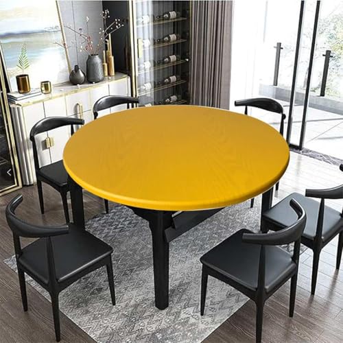 Spann Tischdecke Rund, Elastische Gartentischdecke Outdoor Wetterfest, Wachstuchtischdecke Rund mit Gummizug (Gelb,80cm) von FahrtSeek