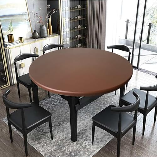 Spann Tischdecke Rund, Elastische Gartentischdecke Outdoor Wetterfest, Wachstuchtischdecke Rund mit Gummizug (Kaffee,60cm) von FahrtSeek