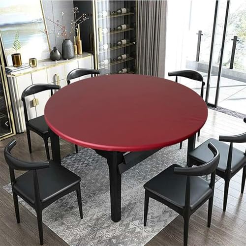 Spann Tischdecke Rund, Elastische Gartentischdecke Outdoor Wetterfest, Wachstuchtischdecke Rund mit Gummizug (Rot,80cm) von FahrtSeek
