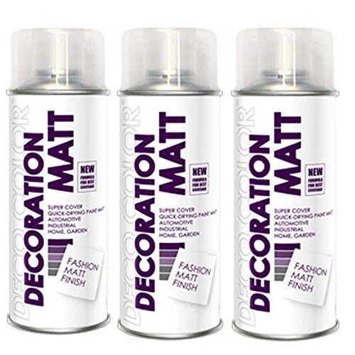 Fahrzeugteile Hoffmann 3er Sparpack DC Lackspray matt 400ml nach RAL freie Farbauswahl (3 Dosen in klarlack MATT) von Deco Color