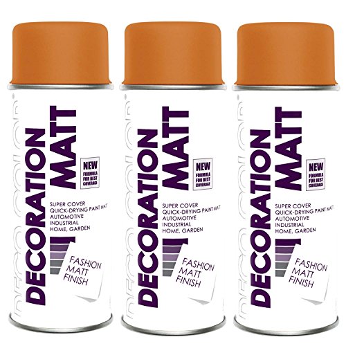 Fahrzeugteile Hoffmann 3er Sparpack DC Lackspray matt 400ml nach RAL freie Farbauswahl (3 Dosen in orange MATT RAL 2004) von Deco Color
