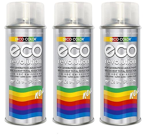 3er Sparpack Deco Color ECO Lackspray glänzend oder matt 400ml nach RAL freie Farbauswahl (3 Dosen ECO Klarlack Glanz) von Fahrzeugteile Hoffmann