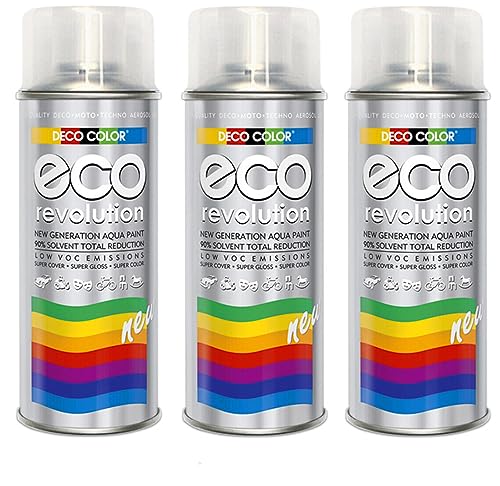 3er Sparpack Deco Color ECO Lackspray glänzend oder matt 400ml nach RAL freie Farbauswahl (3 Dosen ECO Klarlack Glanz) von Deco Color