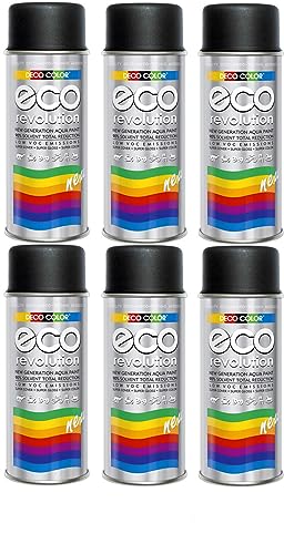 6er Sparpack Deco Color ECO Lackspray glänzend oder matt 400ml nach RAL freie Farbauswahl (6 Dosen ECO RAL 9005 Schwarz Matt) von Fahrzeugteile Hoffmann