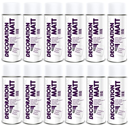 Fahrzeugteile Hoffmann 12er Sparpack DC Lackspray matt 400ml nach RAL freie Farbauswahl (12 Dosen in verkehrsweiss MATT RAL 9016) von Fahrzeugteile Hoffmann