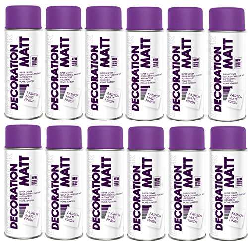 Fahrzeugteile Hoffmann 12er Sparpack DC Lackspray matt 400ml nach RAL freie Farbauswahl (12 Dosen in violett MATT RAL 4005) von Fahrzeugteile Hoffmann