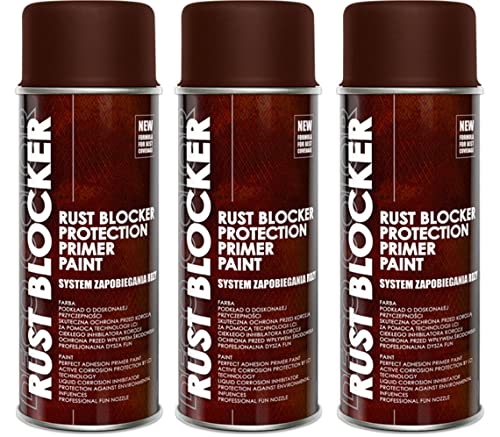 Fahrzeugteile Hoffmann 3 Stück 400 ml Rust Blocker 4in1 Metallschutzlack Rost Stop Lack braun matt RAL 8017 18700 von Fahrzeugteile Hoffmann