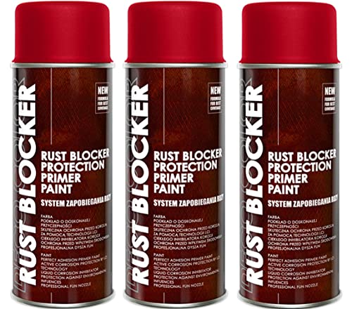 Fahrzeugteile Hoffmann 3 Stück 400 ml Rust Blocker 4in1 Metallschutzlack Rost Stop Lack rot matt RAL 3000 18300 von Fahrzeugteile Hoffmann