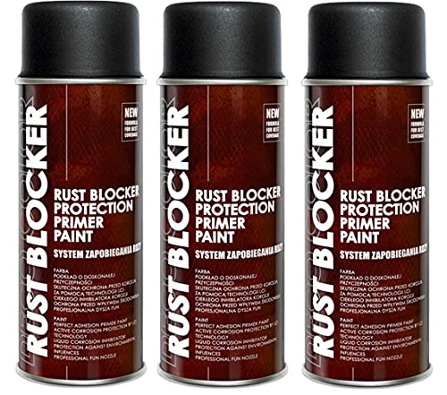 Fahrzeugteile Hoffmann 3 Stück 400 ml Rust Blocker 4in1 Metallschutzlack Rost Stop Lack schwarz matt RAL 9005 18800 von Fahrzeugteile Hoffmann