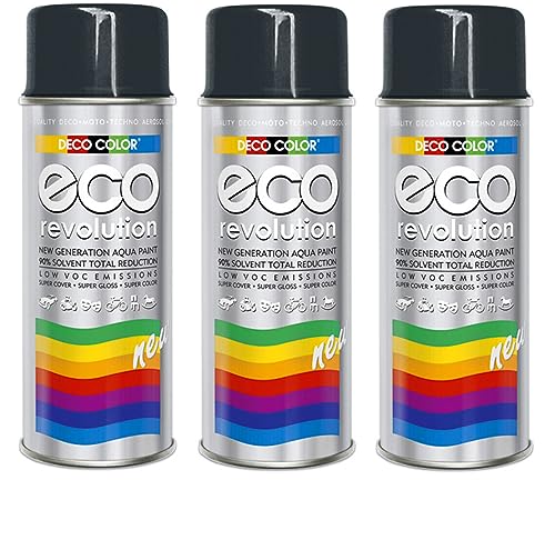 3er Sparpack Deco Color ECO Lackspray glänzend oder matt 400ml nach RAL freie Farbauswahl (3 Dosen ECO RAL 7016 Anthrazit Glanz) von Fahrzeugteile Hoffmann