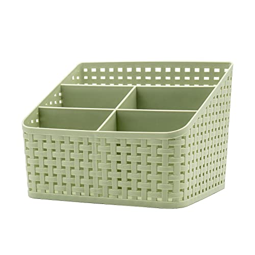 Fai Top Aufbewahrungskorb, Kosmetik Box, Organizer, Kunststoff, Aufbewahrungsbox für Schreibtisch, Büro, Schlafzimmer, Arbeitsplatte, Zuhause, Plastik, grün, 5 Grid von Fai Top