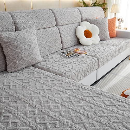 Failjierue 1–4-Sitzer-Sofabezug Aus Hochelastischem Samt – Universeller Großer Sofabezug Für L-förmiges Sofa, Sitzkissenschutz(Gray,65-85cm x 65-85cm) von Failjierue