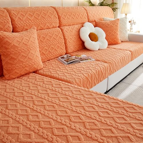 Failjierue 1–4-Sitzer-Sofabezug Aus Hochelastischem Samt – Universeller Großer Sofabezug Für L-förmiges Sofa, Sitzkissenschutz(Orange,95-120cm x 160-190cm) von Failjierue