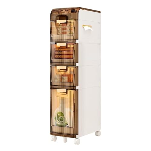 Failjierue 21 cm schmaler Badezimmerschrank auf Rollen, Design mit Mehreren Oberflächen, Aufbewahrungseinheit for Toilettenpapier, Handtücher und Küche, Schlafzimmer oder Wohnzimmer(4-Tiers) von Failjierue