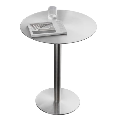 Failjierue Runder Kneipentisch in Barhöhe – Tischplatte aus Edelstahl mit stabilem Fuß – Vielseitig einsetzbar als Esstisch, Sofa, Couchtisch oder Terrassen-Akzent(50x74cm) von Failjierue