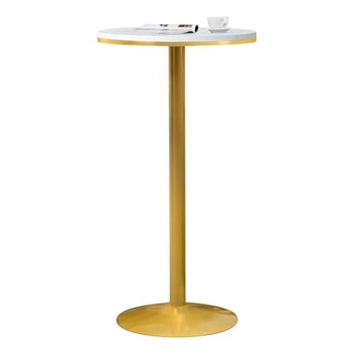 Failjierue Runder Stehtisch aus Marmor – Einfach zu montierendes Bistro-Set mit Goldener Basis for Küchen, Cafés und Dessertläden (stabile Kneipenhöhe)(55x75cm) von Failjierue