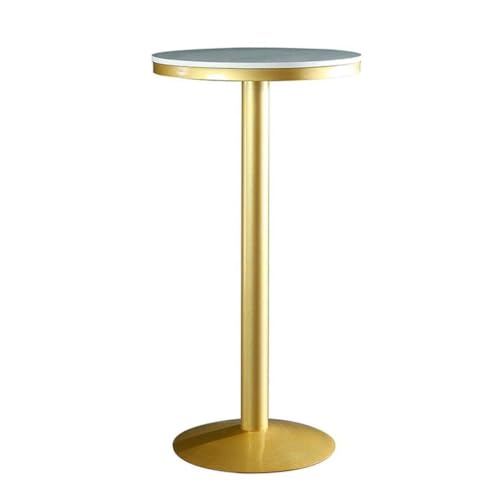 Failjierue Runder Stehtisch aus weißem Marmor – Bistro-Set mit Metallfuß for Restaurants, Küchen und Clubs (stabile Cocktailhöhe, leicht zu reinigende Oberfläche)(55x95cm) von Failjierue