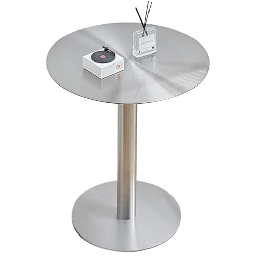 Failjierue Runder Stehtisch im Industriestil – Metallfuß aus Edelstahl mit Verstellbarer Höhe – perfekt for Küche, Wohnung, Terrasse oder Kneipen-Bistro(50x74cm) von Failjierue