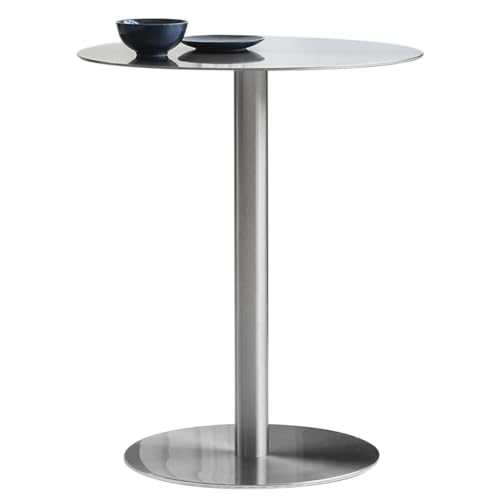 Failjierue Runder Tisch aus Edelstahl – platzsparendes Design in Barhöhe – multifunktional for die Verwendung in der Frühstücksküche, im ESS- oder Wohnzimmer als Kaffeetisch(50x74cm) von Failjierue