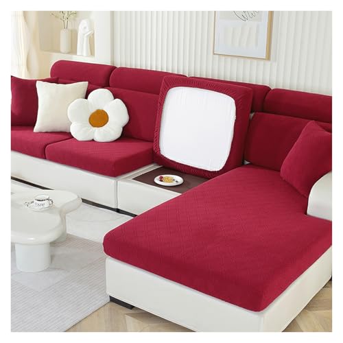Failjierue Rutschfester, waschbarer Sofabezug mit Struktur für 1–4 Sitzer, Kissenbezüge für Anbausofas, Möbelschutzbezüge für Wohnzimmersofa(Red,55-95cm x 135-165cm) von Failjierue