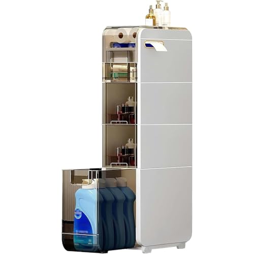 Failjierue Schmaler Badezimmer-Aufbewahrungsschrank, schmale, bodenstehende Organizer-Einheit, Toilettenschrank mit Regalen, freistehender Badezimmerschrank für Handtücher, Toilettenartikel(4-Tiers) Failjierue Schmaler Badezimmer-Aufbewahrungsschrank, schmale, bodenstehende Organizer-Einheit, Toilettenschrank mit Regalen, freistehender Badezimmerschrank für Handtücher, Toilettenartikel(4-Tiers) von Failjierue