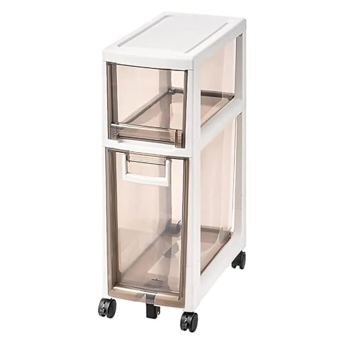 Failjierue Schmaler Lagerschrank – 14 Zoll breiter, stapelbarer Badezimmer-Organizer mit großen, durchsichtigen Schubladen und verstärktem Rahmen, platzsparende Eckeinheit(Gray,2-Tiers) von Failjierue