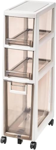 Failjierue Schmaler Lagerschrank – 14 Zoll breiter, stapelbarer Badezimmer-Organizer mit großen, durchsichtigen Schubladen und verstärktem Rahmen, platzsparende Eckeinheit(Gray,3-Tiers) von Failjierue