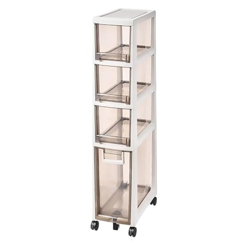 Failjierue Schmaler Lagerschrank – 14 Zoll breiter, stapelbarer Badezimmer-Organizer mit großen, durchsichtigen Schubladen und verstärktem Rahmen, platzsparende Eckeinheit(Gray,4-Tiers) von Failjierue