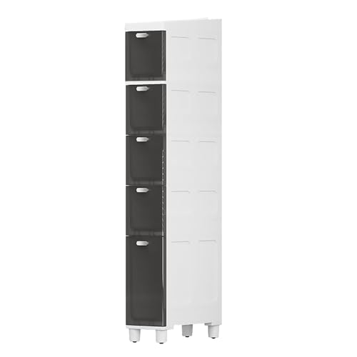 Failjierue Schmaler Rollschrank, schmaler mobiler Wagen für Badezimmerlücken und kleine Räume, freistehender Organizer mit Rädern für Schlafzimmer, Küche, Nachttisch(Gray,5-Tiers) von Failjierue