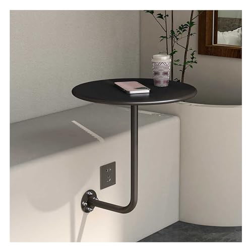 Failjierue Schwarzer Beistelltisch zur Wandmontage – Runde, platzsparende Cocktailbar mit L-förmiger Halterung for Bistro, Pub oder Küche – Kompakte Frühstücks- und Kaffeefläche von Failjierue