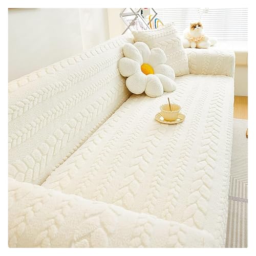 Failjierue Sofabezug aus Samt, dehnbar, universeller Couchbezug für Anbau-/L-Sofas, Rutschfester Möbelschutz mit elastischem Saum – weicher Plüsch-Sofabezug(Style 2,95-120 x 160-190cm) von Failjierue