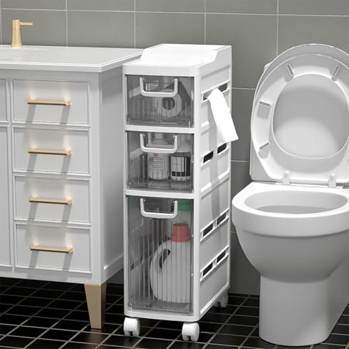 Kleiner Badezimmer-Aufbewahrungsschrank für kleine Räume – schmaler Toilettenpapier-Organizer mit Regalen, Regal für Gäste-WC und Toilette – kompakte Einheit für Schlafzimmer(3-Tiers) von Failjierue