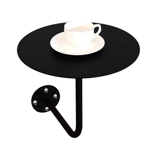 Runder Couchtisch mit L-förmiger Halterung – Metall-Kneipentisch for kleine Räume, wandmontierte Schwarze Industrie-Mitteltische(40x45cm) von Failjierue