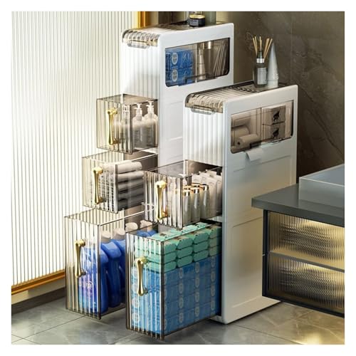 Schmaler Badezimmer-Aufbewahrungsschrank für kleine Räume – Über-der-Toilette- und Eckunterschrank – Schmaler Organizer für Toilettenpapier, Handtücher, Toilettenartikel(2-Tiers) von Failjierue