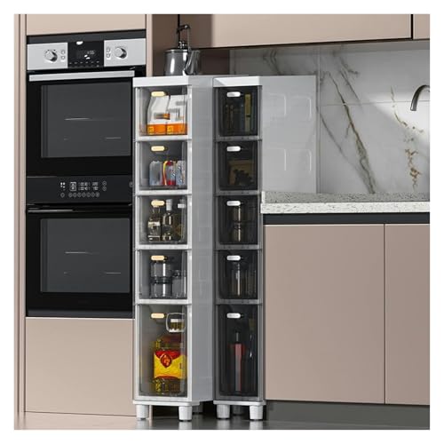 Schmaler Badezimmer-Aufbewahrungsschrank mit großem Fassungsvermögen, schmaler Unterschrank mit durchsichtigen Kunststoffschubladen und -Rollen, Toilettenpapier-Organizer – nur 1(Gray,5-Tiers) von Failjierue