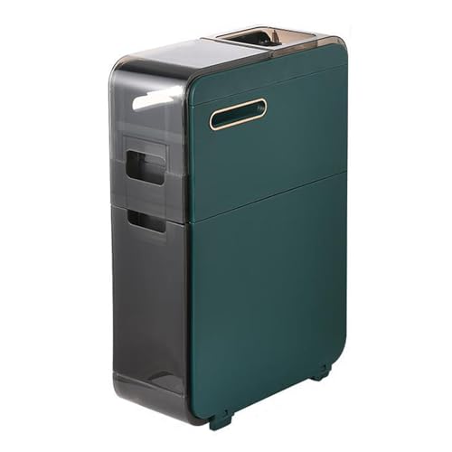 Toiletten Badezimmer Aufbewahrungsschrank schmaler freistehender Unterschrank mit 2/3/4 Ebenen durchsichtigen Schubladen und Rollen schmaler vertikaler Organizer for kleine Räume(Green,2-Tiers) von Failjierue