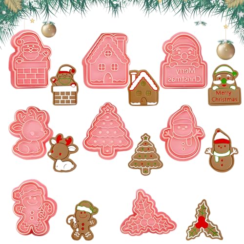 Ausstechformen Weihnachten Linzer, FainFun 8 Stück Linzer Plätzchen Ausstechen, Plätzchenausstecher Linzer, Linzer Ausstecher Weihnachten, Linzer Ausstecher Klein für Plätzchen, und Kuchen Machen（C) von FainFun