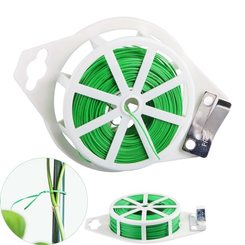 FainFun 100M Pflanzen Bindedraht, Blumendraht Grün Dünn, Rostschutz, Bindedraht für Pflanzen Gartendraht Ummantelt für Garten, Zuhause, Blumensträuße, Kränze, Grünpflanzen(1mm) von FainFun