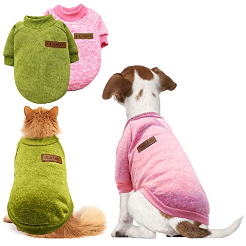 FainFun Hundepullover für Große Hunde, 2 Stück Hundepullover Mittelgroße Hunde für Winter, Hundepullover Mittelgroße Hunde für Katzen, Hundekleidung(Grün Rosa XXL) von FainFun