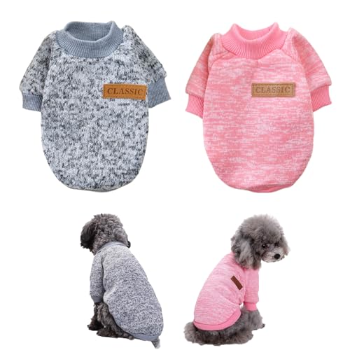 FainFun Hundepullover für Große Hunde, 2 Stück Hundepullover Mittelgroße Hunde für Winter, Hundepullover Mittelgroße Hunde für Katzen, Hundekleidung, (Rosa Grau L) von FainFun