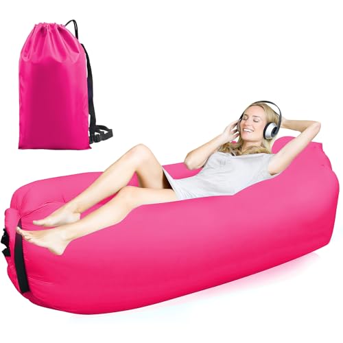FainFun Luft Sitzsack, Luftsofa Outdoor Camping, Aufblasbarer Sessel, Aufblasbares Strandsofa, Mit dem Portable Package (Rosa, M) von FainFun