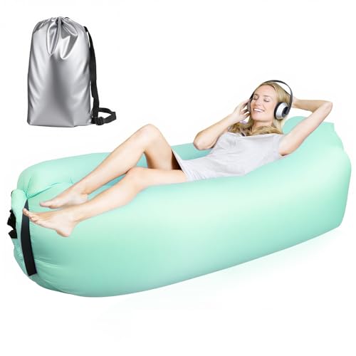 FainFun Luft Sitzsack, Luftsofa Outdoor Camping, Aufblasbarer Sessel, Aufblasbares Strandsofa, Mit dem Portable Package (Eisgrün, Verdicken，L) von FainFun