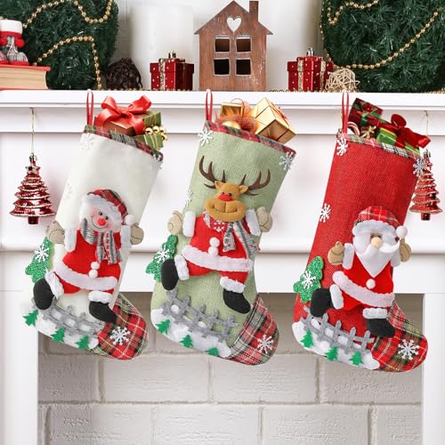 FainFun Nikolausstiefel Set, 3 Stück 32 * 19CM Weihnachtsstrumpf Deko Set, Nikolaussocken aus Jute Stoff, Weihnachtsstrumpf für Kamin Weihnachtsbaum Deko Rentier Weihnachtsmann, Schneemann FainFun Nikolausstiefel Set, 3 Stück 32 * 19CM Weihnachtsstrumpf Deko Set, Nikolaussocken aus Jute Stoff, Weihnachtsstrumpf für Kamin Weihnachtsbaum Deko Rentier Weihnachtsmann, Schneemann von FainFun